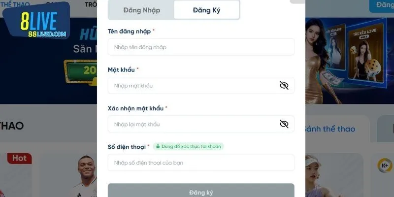 Các bước đăng ký trong tích tắc